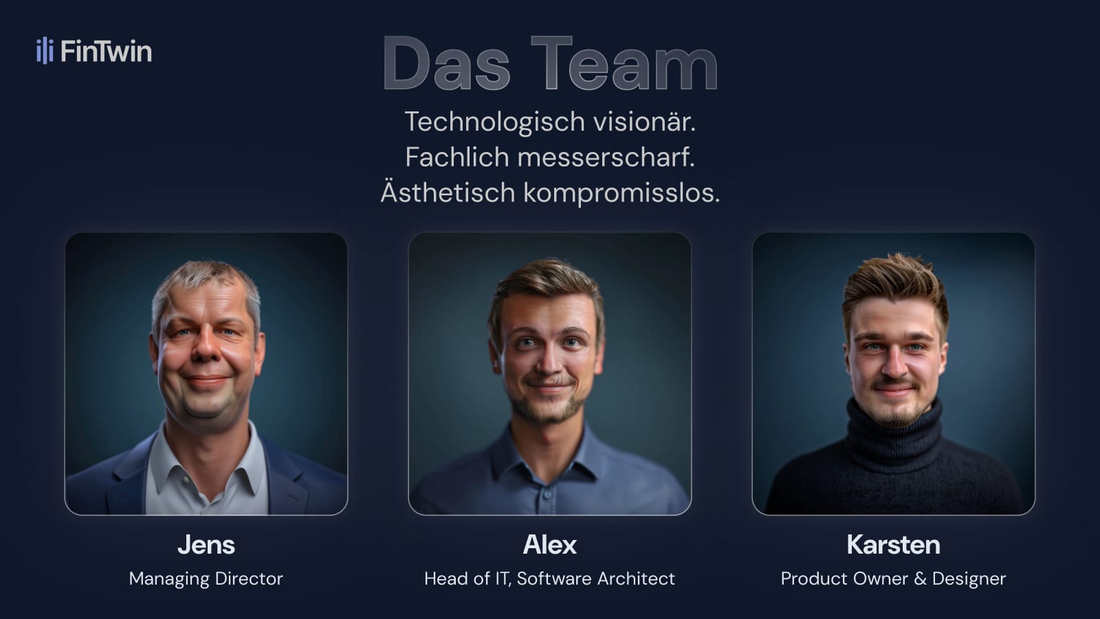 Teamfolie mit Jens, Alex und Karsten